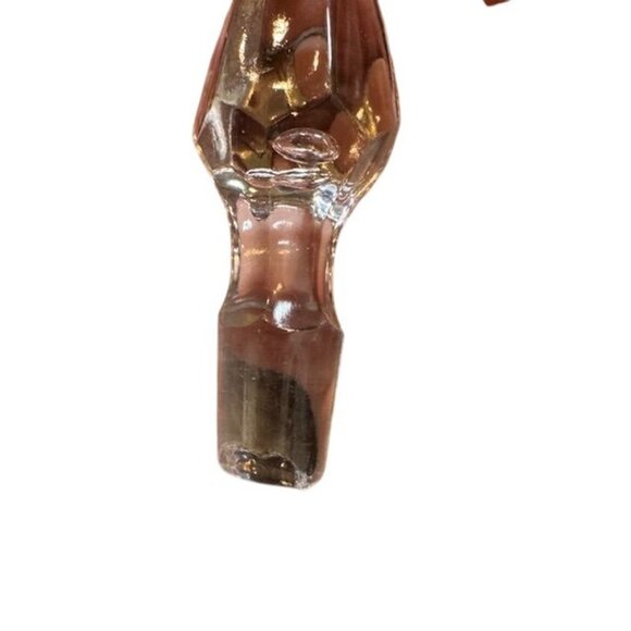 Vintage Hand-Blown Etched Clear Glass Cruet With Stopper - Picture 7 of 11